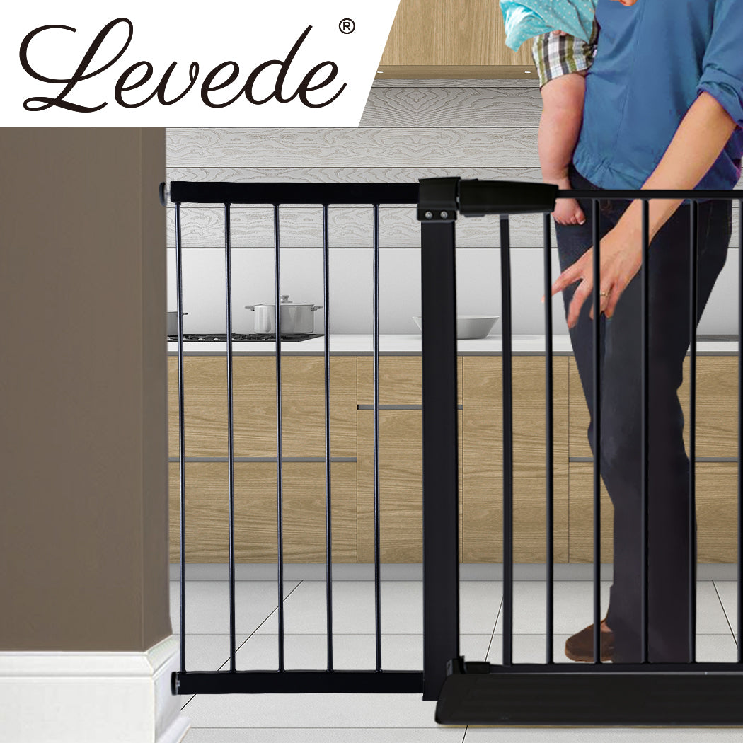 Levede Baby Safety Gate Adjustable Pet Black 45cm Extension-1954802908604272646