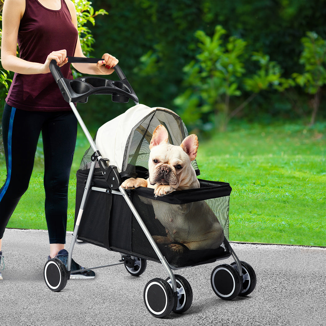 PaWz Large Pet Stroller Dog Cat Carrier Black-1954802606761185286