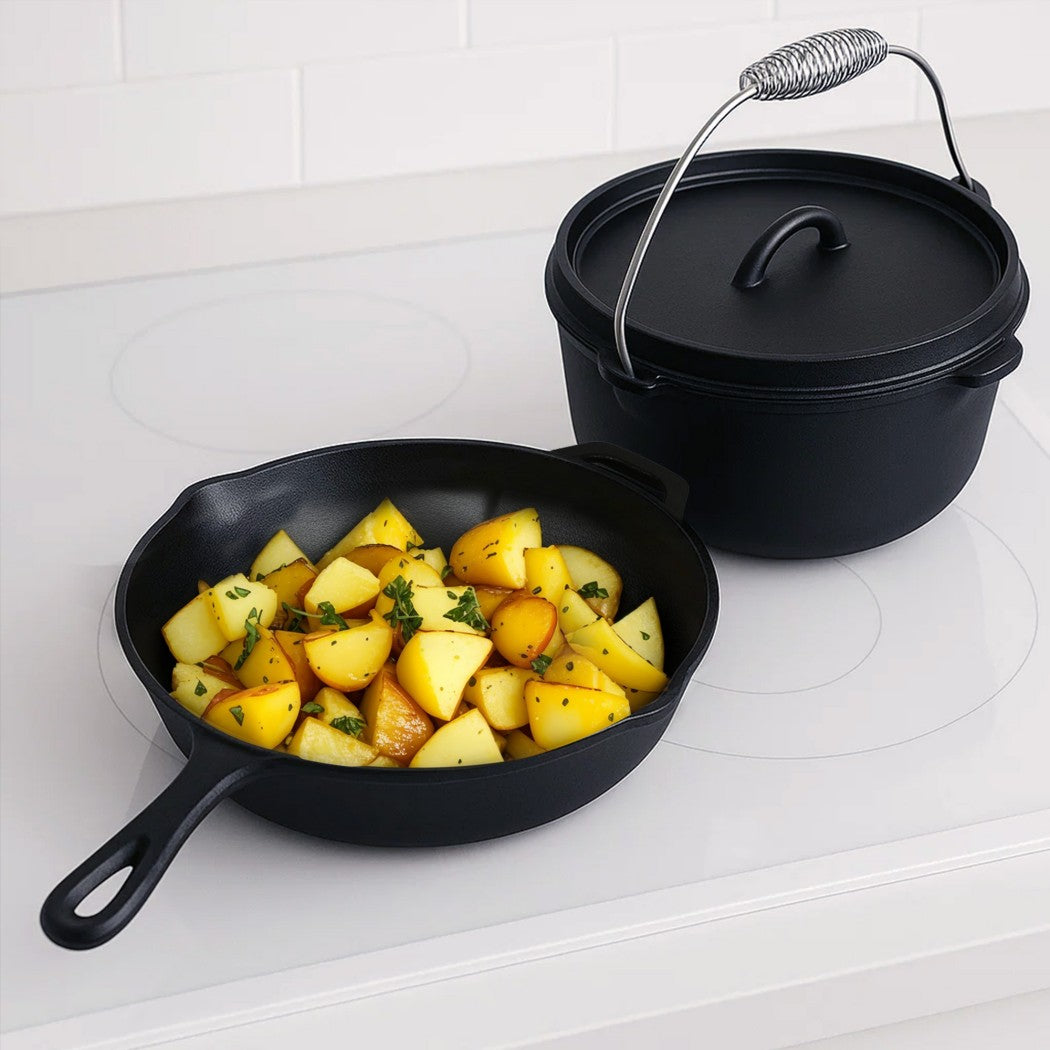 Toque 3PCS Cast Iron Frying Pan and Cast Iron Pot Set-1973194189634146311