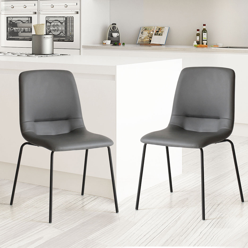 Levede Stackable Dining Chairs Kitchen Grey Set of 8-1973193562073993222