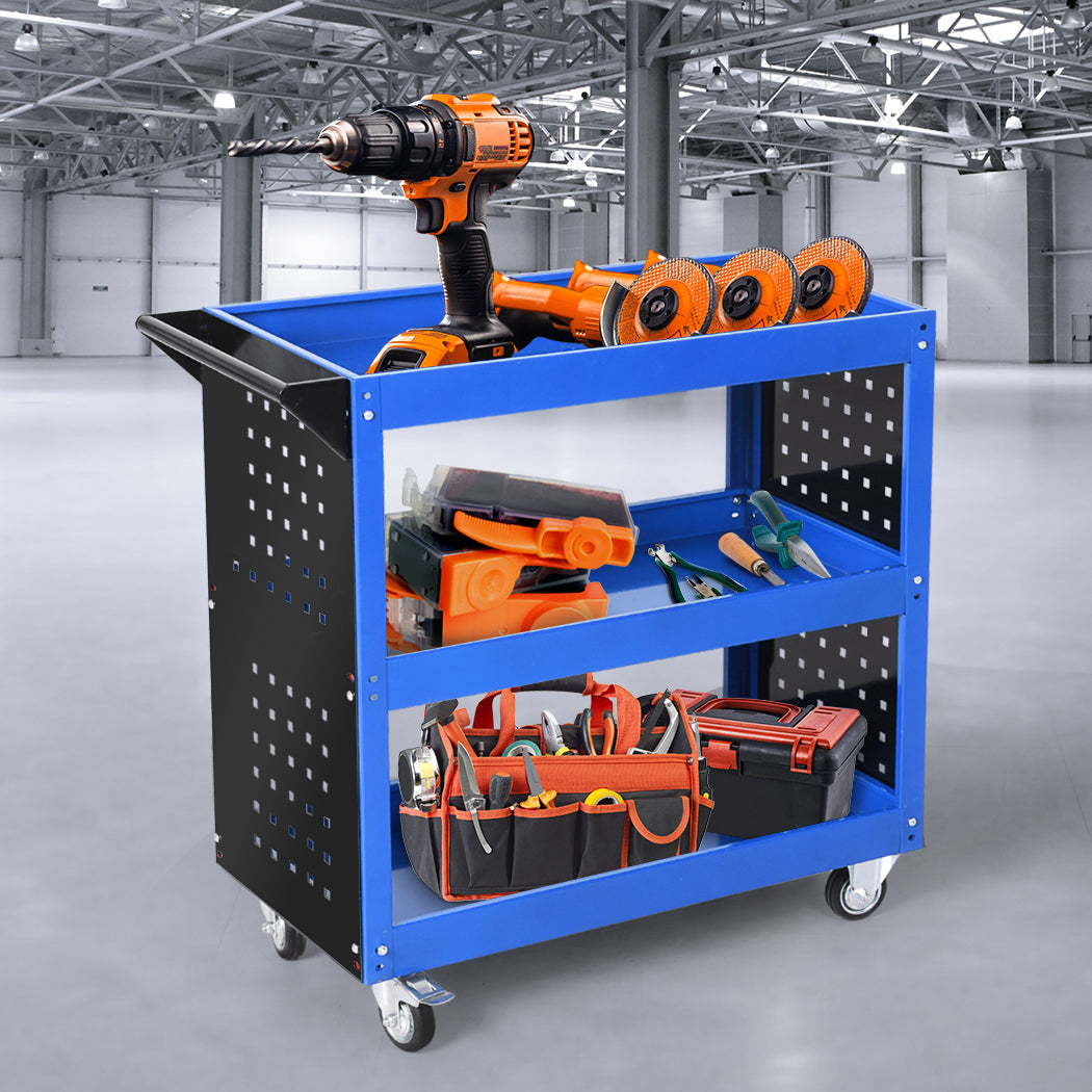 Traderight Tool Trolley Cart 3 Tier Blue-1919892898338443270