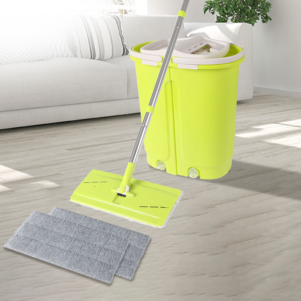 Cleanflo Flat Mop Bucket Set Cleaner Green-1919892884891504646