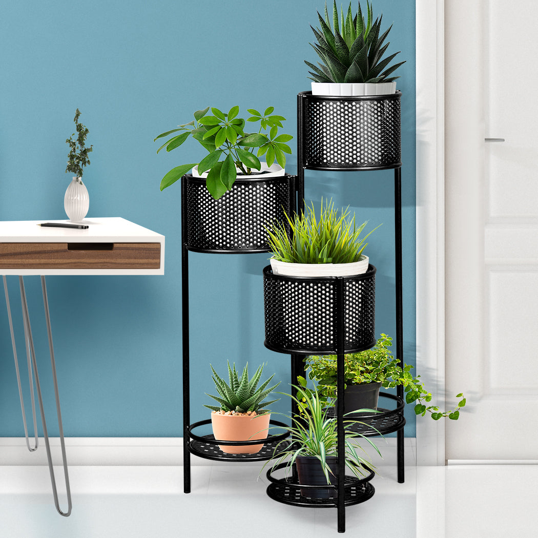 Levede 6 Tier Plant Stand Swivel Outdoor Black-1910112295841828870