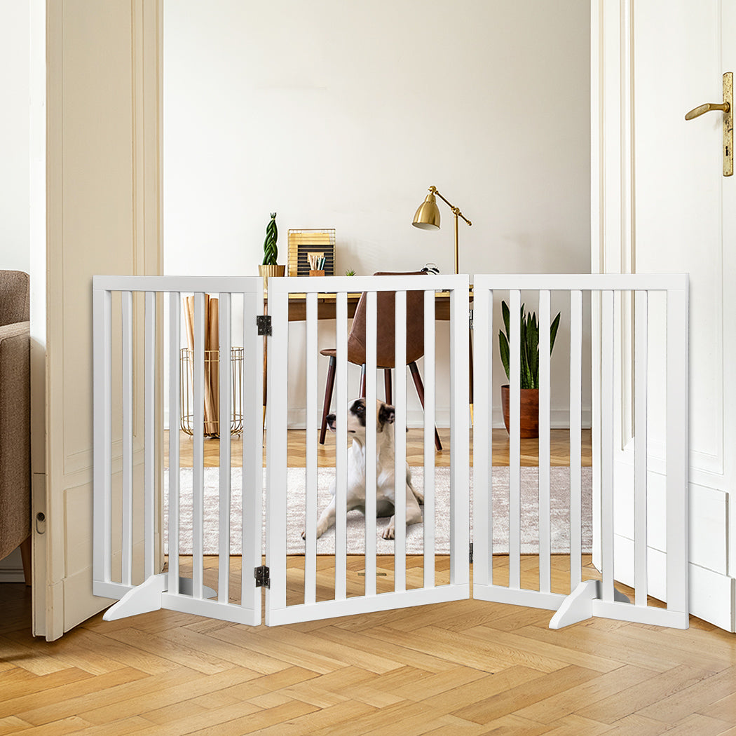 PaWz Wooden Pet Gate Dog Fence Safety White 400x 3MM-1910112968226508806