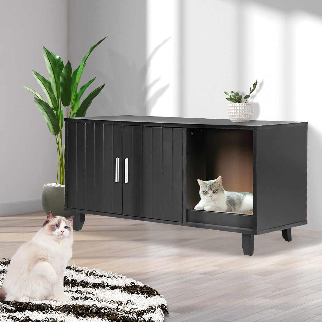 PaWz Enclosed Cat Litter Cabinet Box Black-1954802551970992134