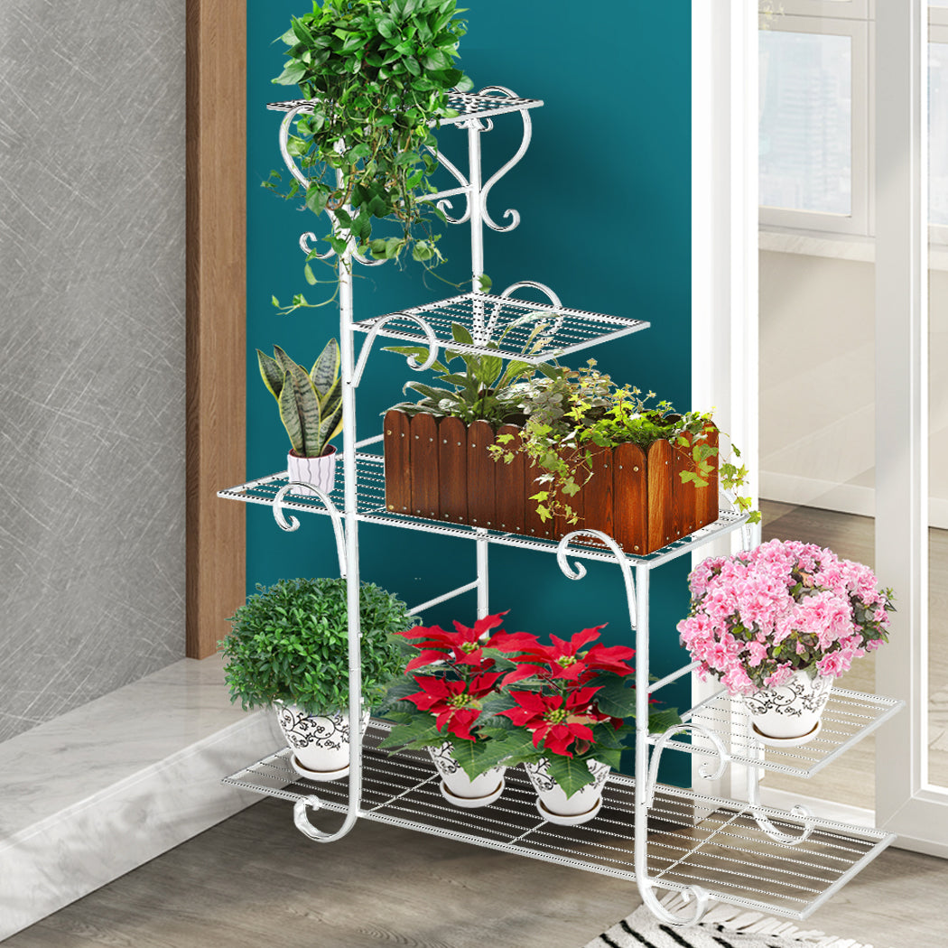 Levede Plant Stand Outdoor Indoor Metal White-1910112812949180422