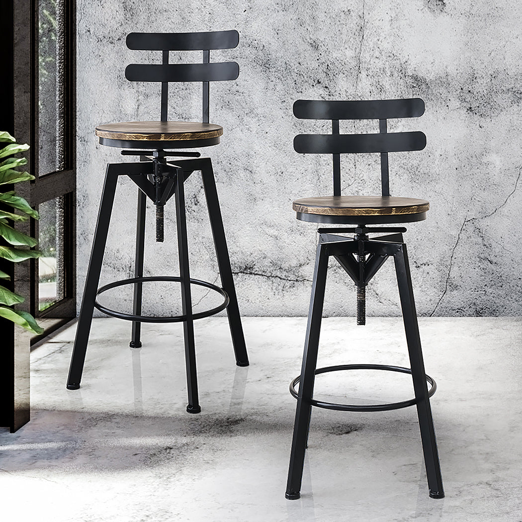 Levede 2x Bar Stool Industrial Adjustable-1973193551646953480