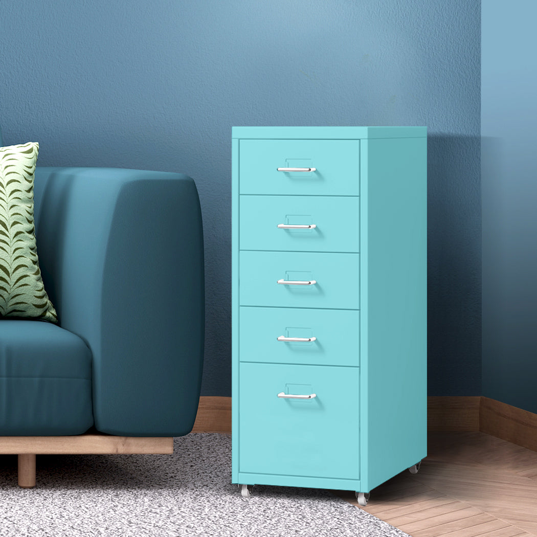 Levede 5 Drawer Office Cabinet Drawers Turquoise-1917016720950824967