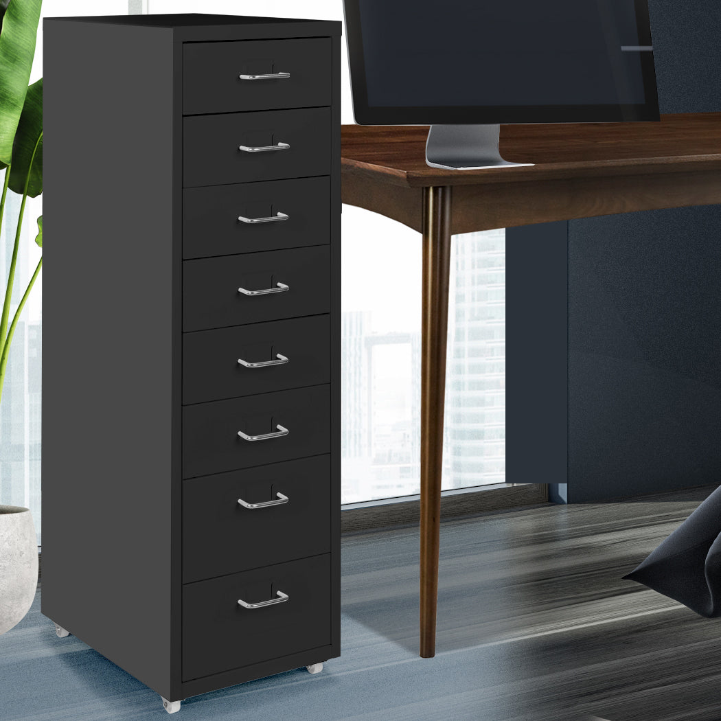 Levede 8 Drawer Office Cabinet Drawers Black-1954802725078306823