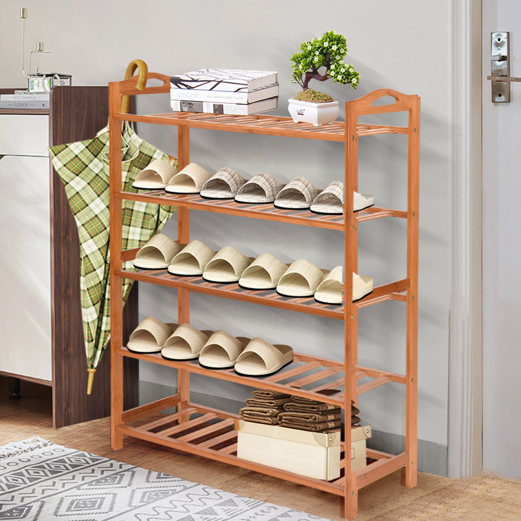 Levede 2x Bamboo Shoe Rack Shoes Organizer-1919892878436470790