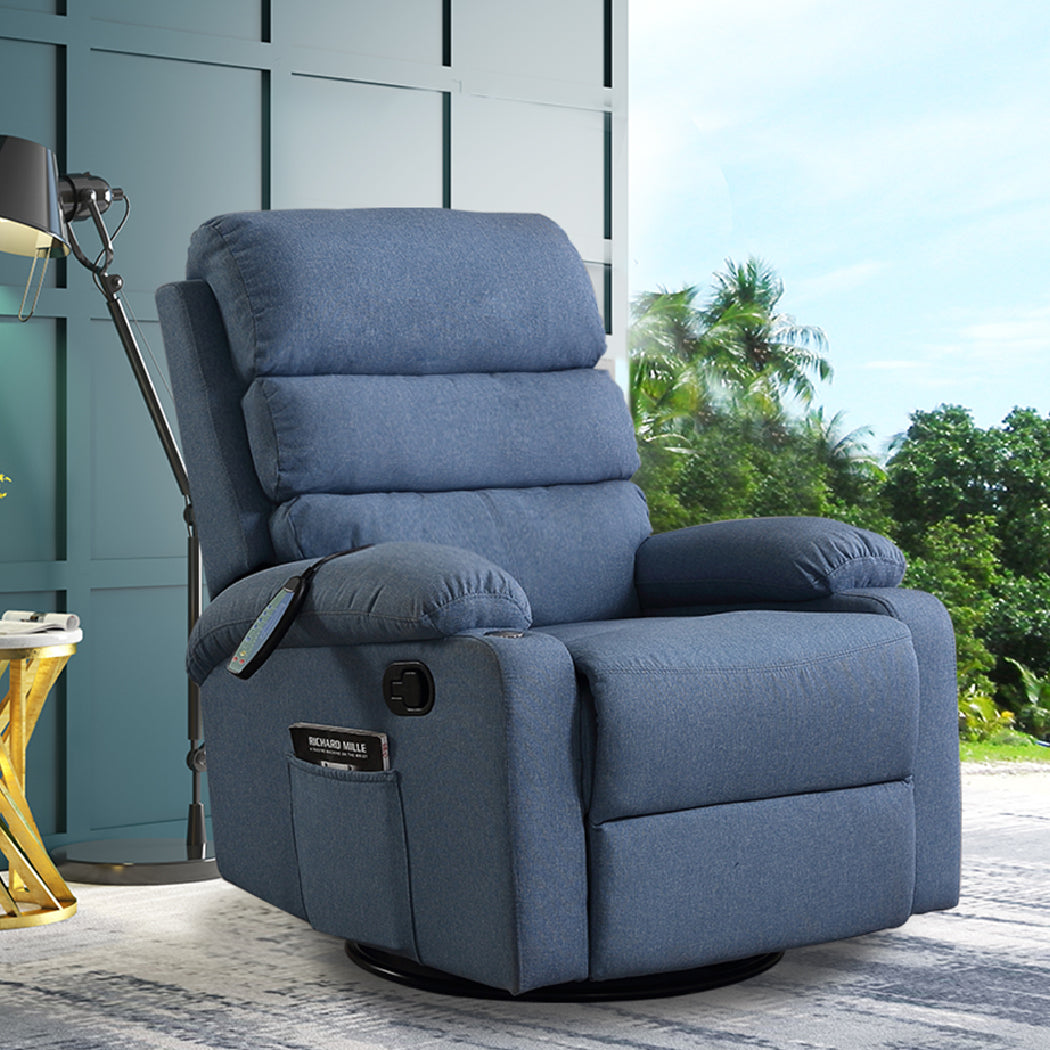 Levede Massage Chair Recliner Chairs Blue-1954802889100759046