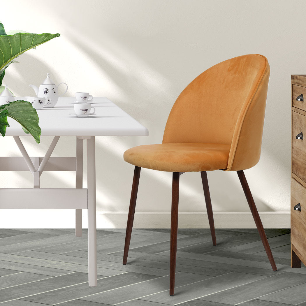 Levede 4x Dining Chairs Seat French Mustard-1973193555694456840