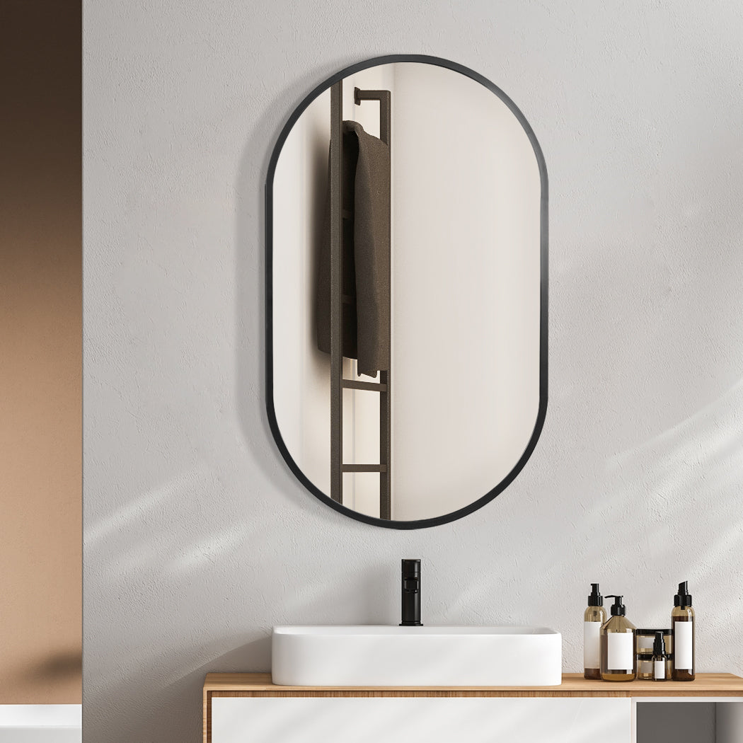 Yezi Large Wall Mirror Bathroom Decor Black-1954803006767763463