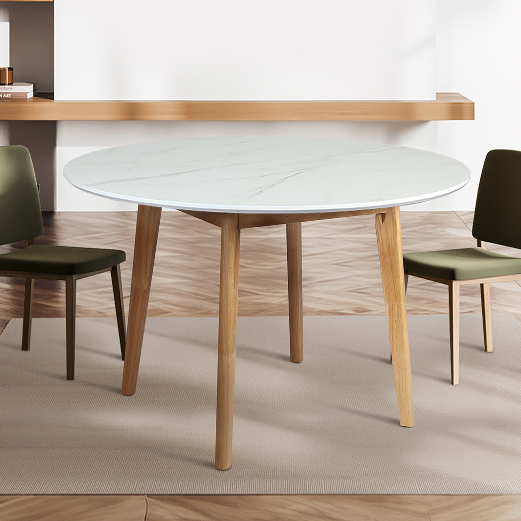 Levede Dining Table Round Rubberwood Base 120cm White 120 CM-1954802999247376391