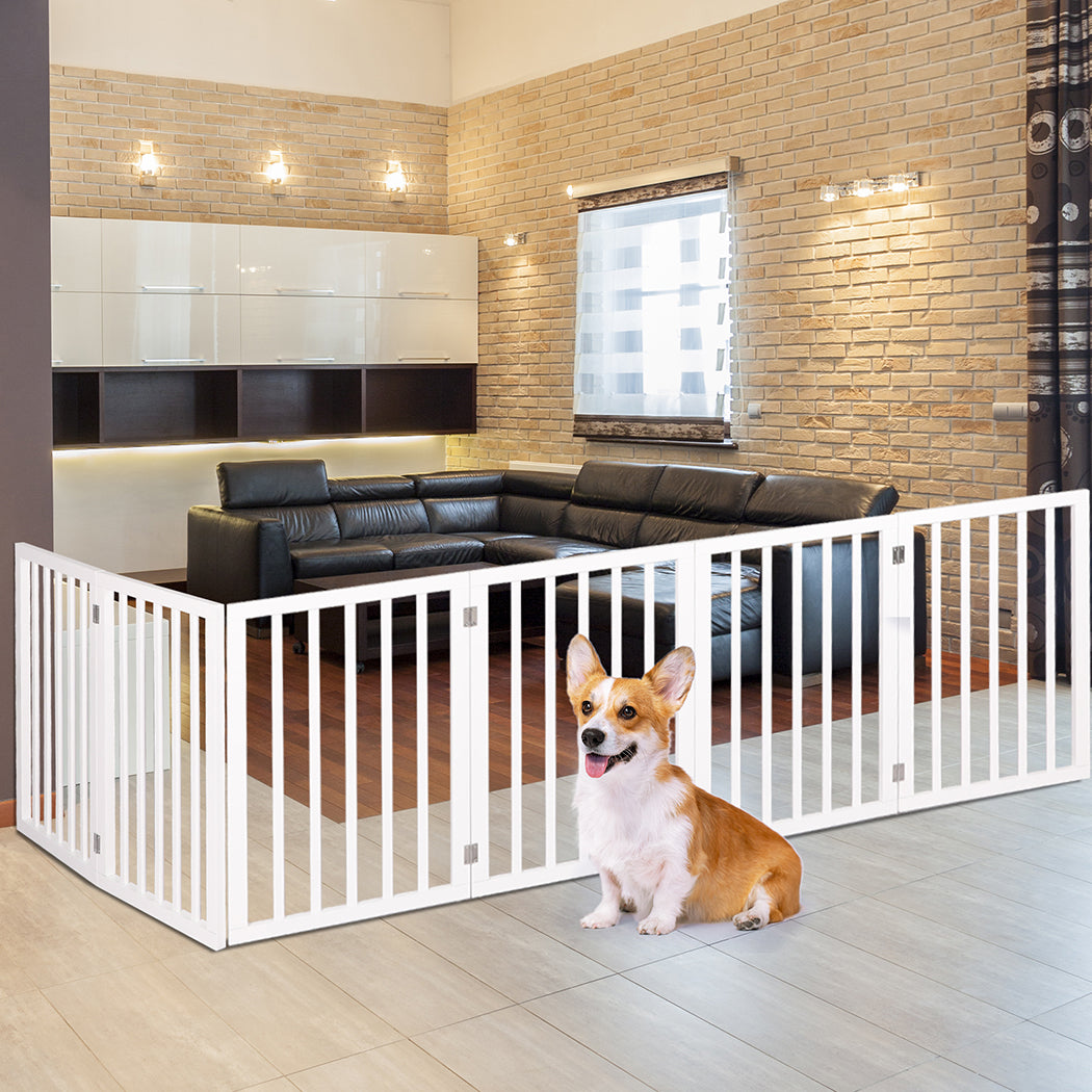 PaWz Wooden Pet Gate Dog Fence Safety White 100 Pack-1910112969287667719