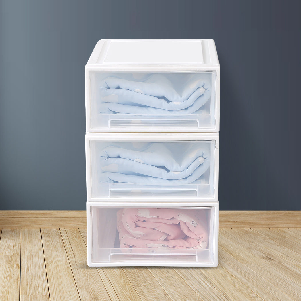 Plastic Storage Box Stackable Containers M 3PK Medium-1954802598393548807