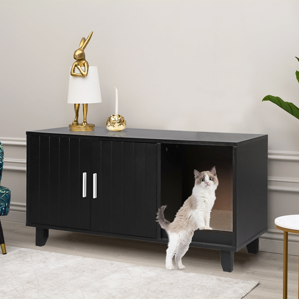 PaWz Enclosed Cat Litter Cabinet Box Black-1954802551970992135
