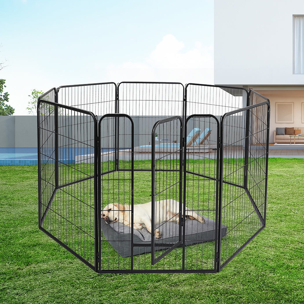 PaWz 8 Panel Pet Dog Playpen Puppy Exercise Black 4kg chicken-1954803024803270663
