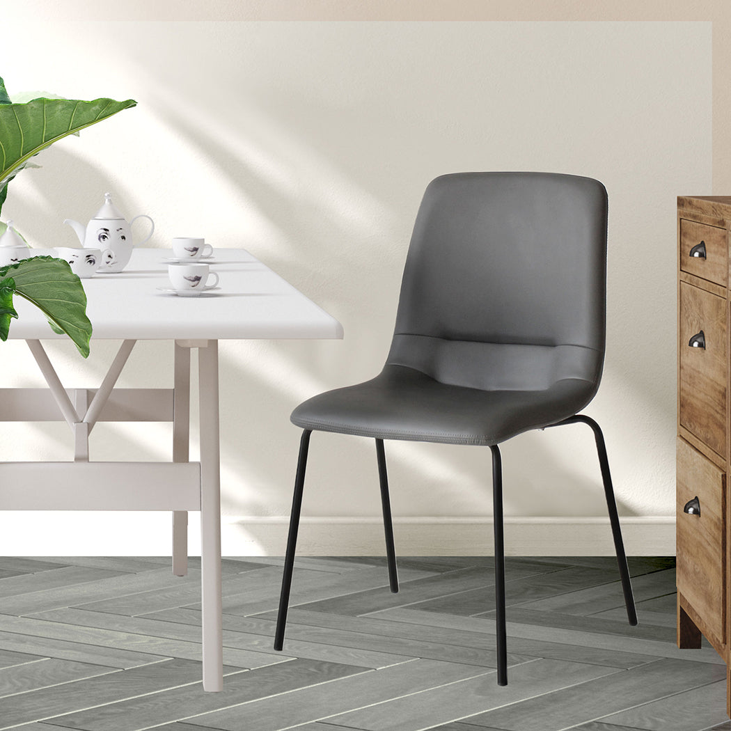 Levede Stackable Dining Chairs Kitchen Grey-1954802990997180423