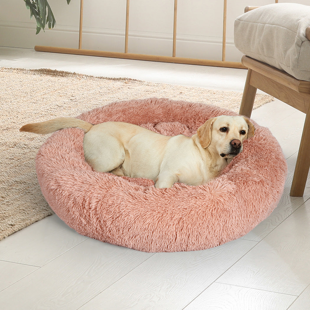 PaWz Pet Bed Cat Dog Donut Nest Calming M Pink Medium-1954802760847331335