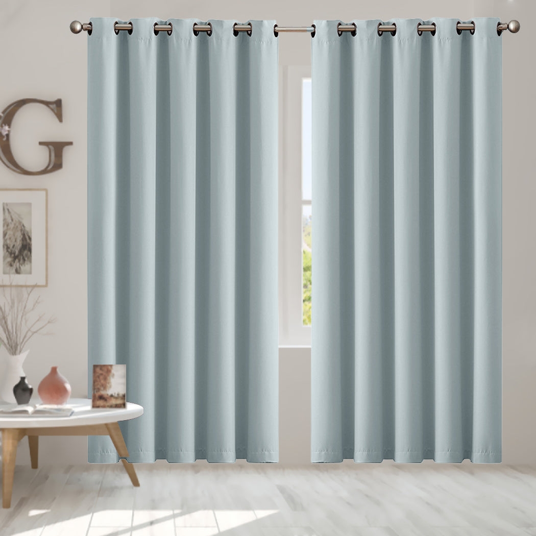 2x Blockout Curtains Panels 3 Layers Green-1919892930760413190