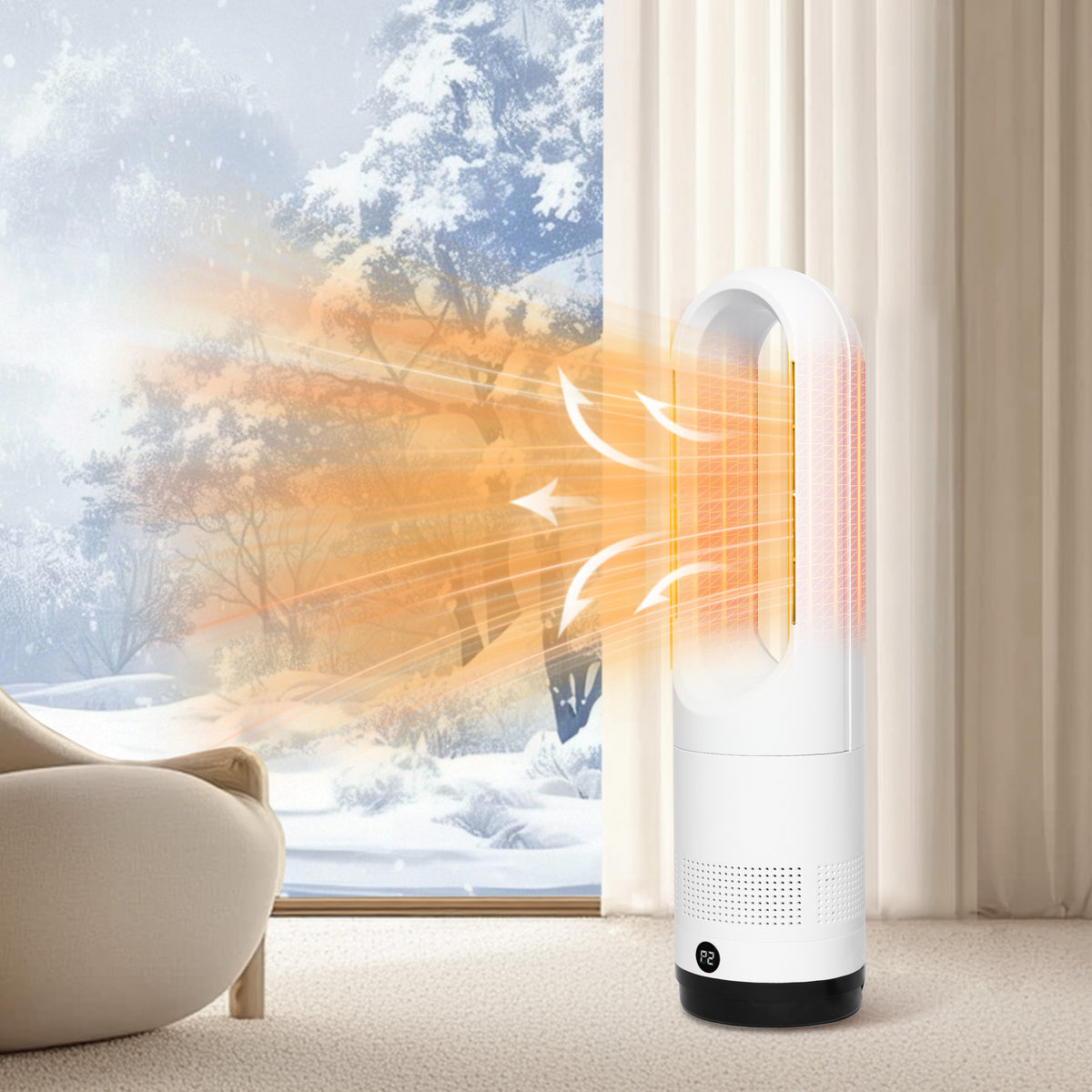 Spector Bladeless Tower Fan 2 In 1 Cooler & Heater Fan-1954802459947962374