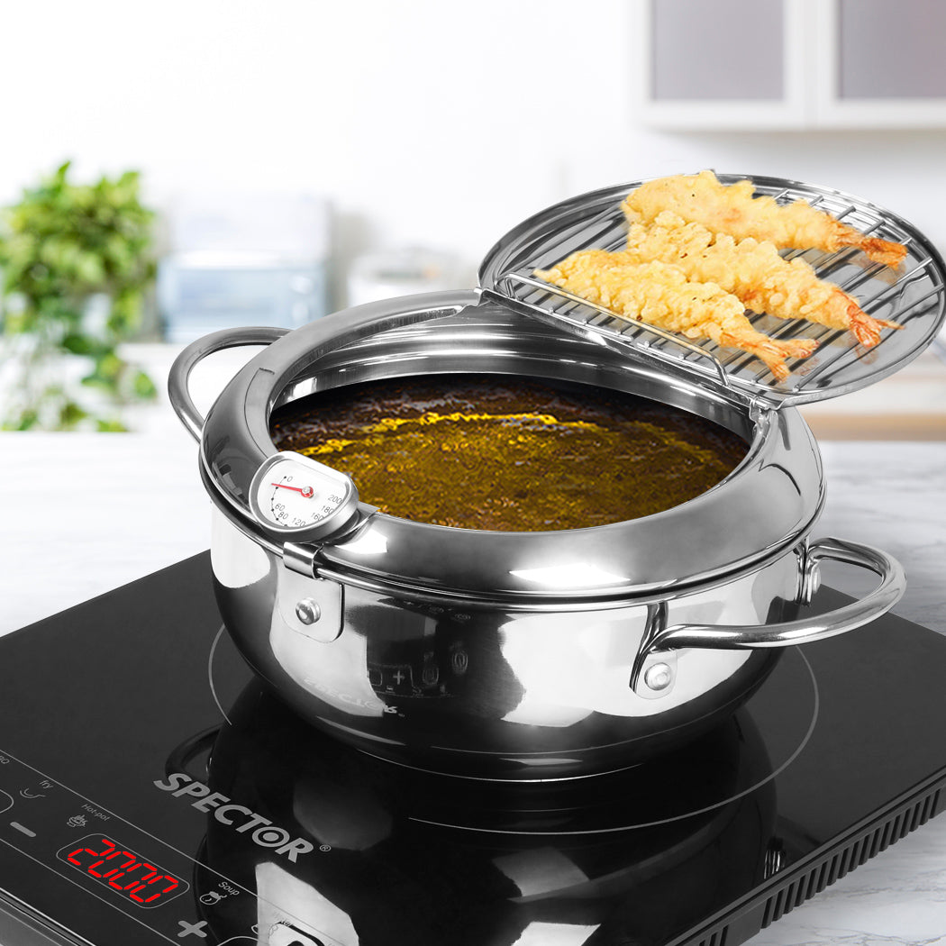 TOQUE 24cm Japanese Deep Frying Pan Silver-1910113166386401287
