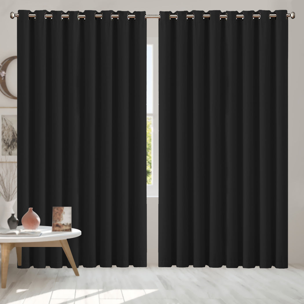 2x Blockout Curtains Panels 3 Layers Black CD1003-300X230-GY-1919892932299722758
