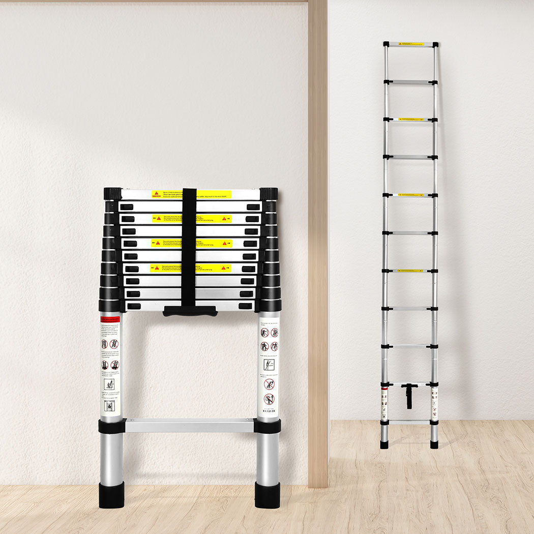 Traderight Multipurpose Ladder Telescopic 3.2M Silver 3.2 Meter-1954802734158974983