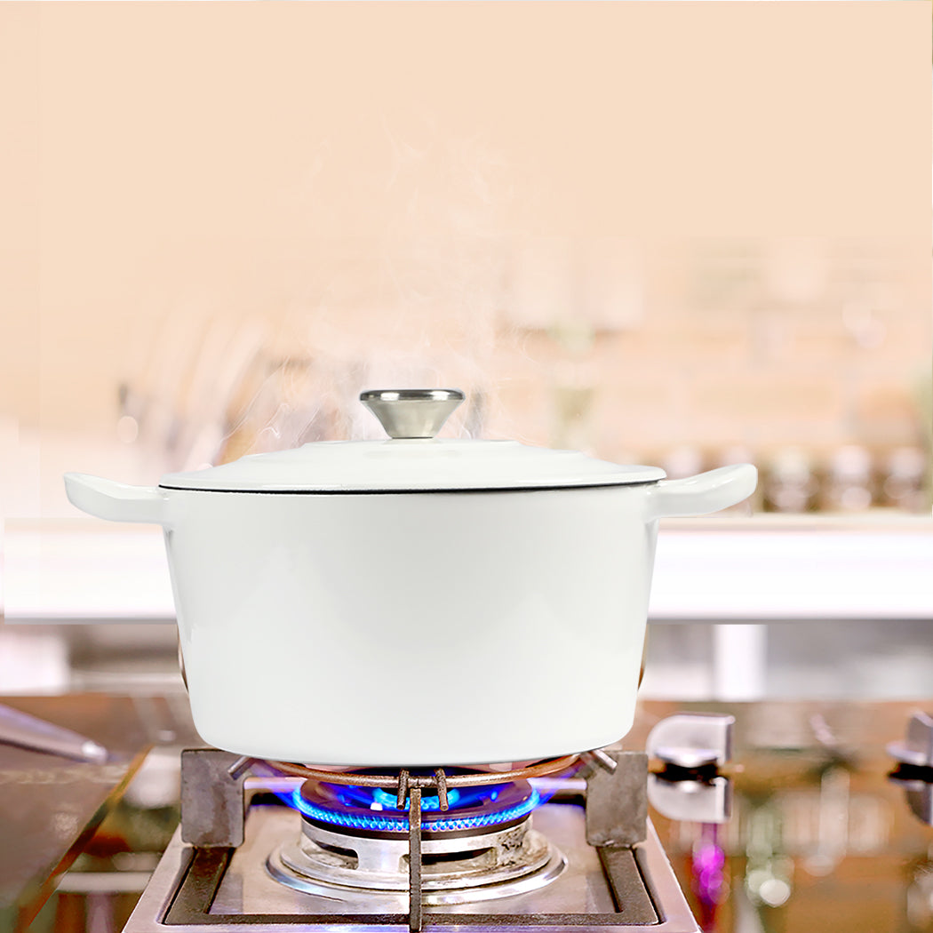 TOQUE 4L Enamel Dutch Oven Pot in White Colour-1954802796066902023