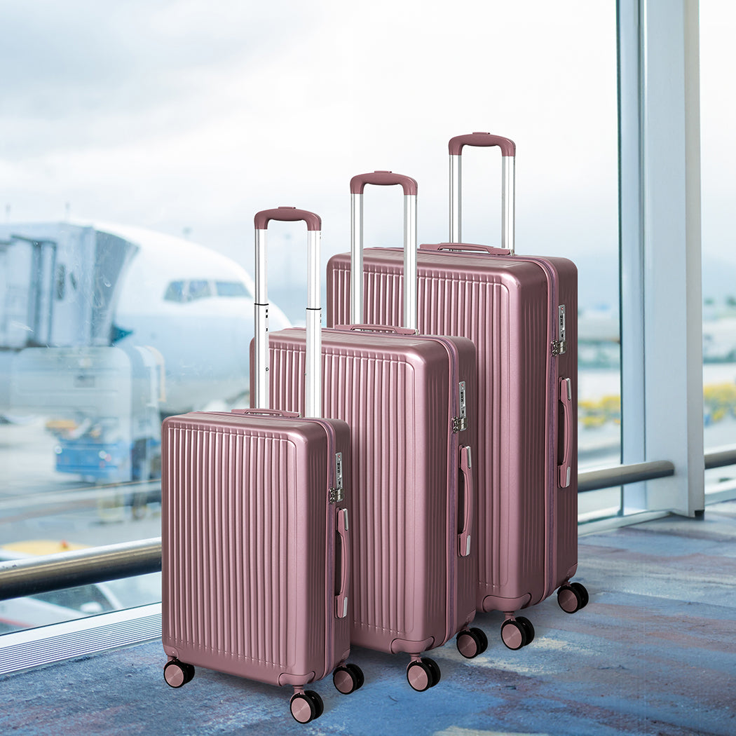 Slimbridge Luggage Suitcase Trolley Rose gold 3pc 20"+24"+28"-1910112845224349703