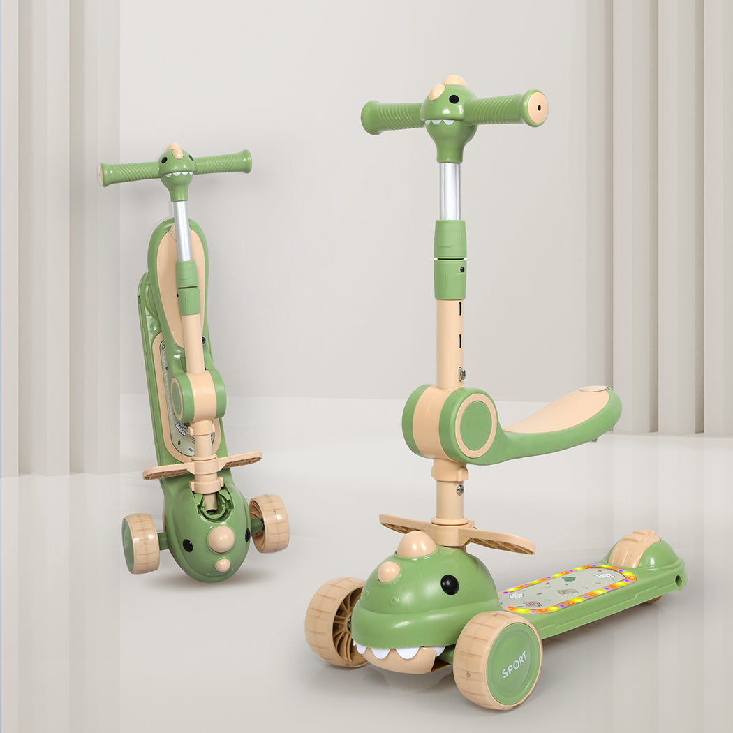 BoPeep Foldable Kids Scooter Flip-able Seat Green-1954802361826414598