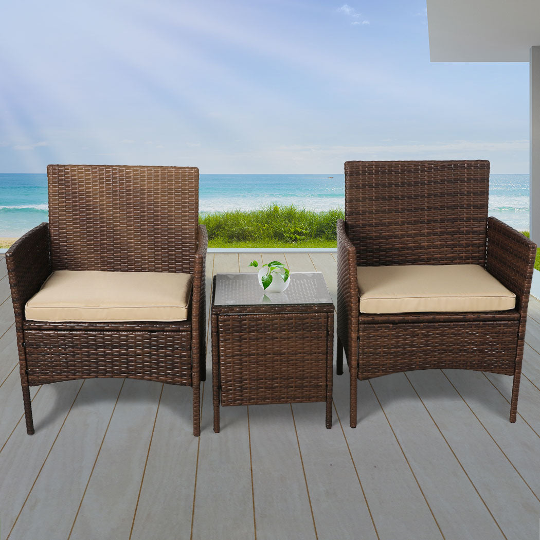 Levede Outdoor Furniture Setting Patio Brown-1919892868873457671