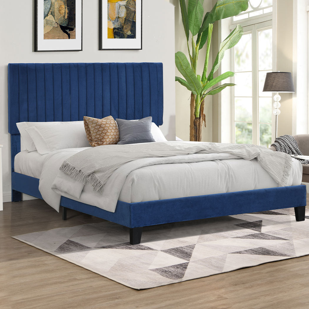 Levede Bed Frame Queen Size Mattress Blue-1910113210787303431