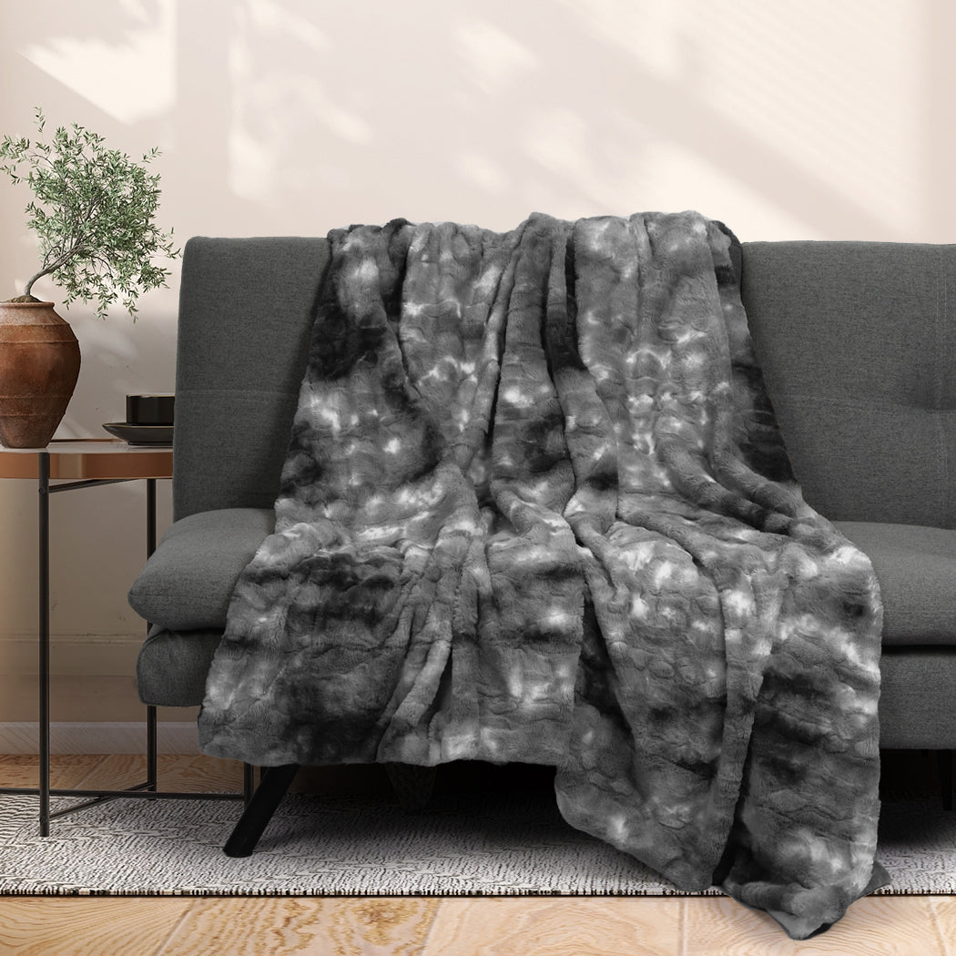 Dreamz Luxury Tie-dyed Blanket Grey 127cm x 152cm-1954802367421616134