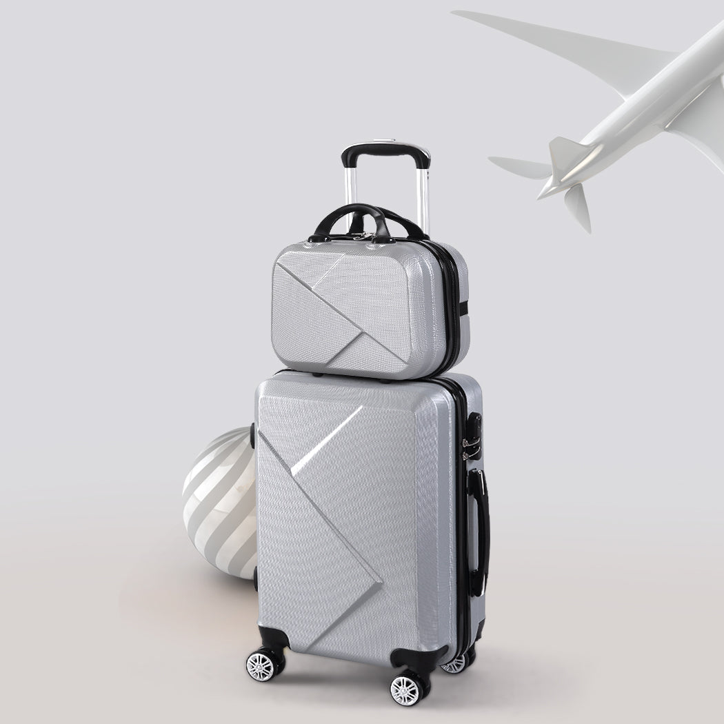 Slimbridge 2pcs 20"Travel Luggage Set Grey-1954802808406544391