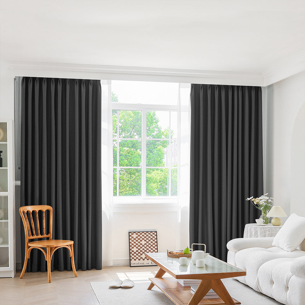 Marlow 2XBlockout Curtains Chenille 132x250 Dark grey-1954802975549558791