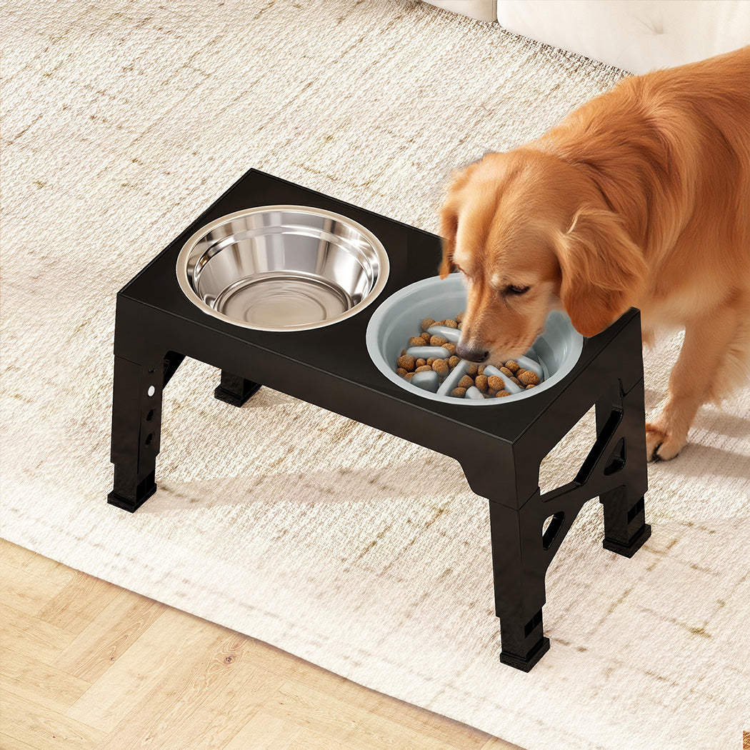PaWz Elevated Dog Bowls 2 Stainless Steel Bowls and 1 Slow Feeder Bowl-1973193549021319175