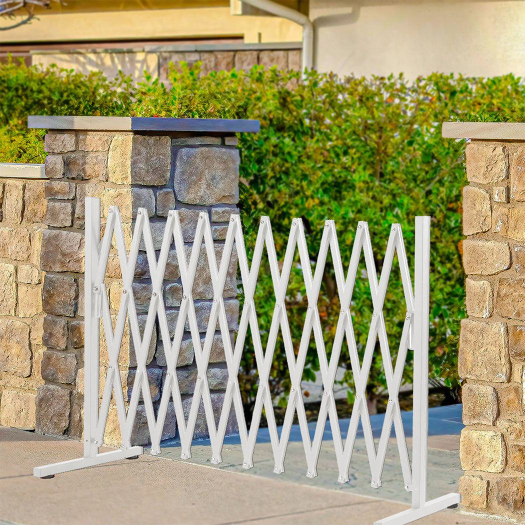 Garden Security Fence Gate Expandable White-1910113189320855559