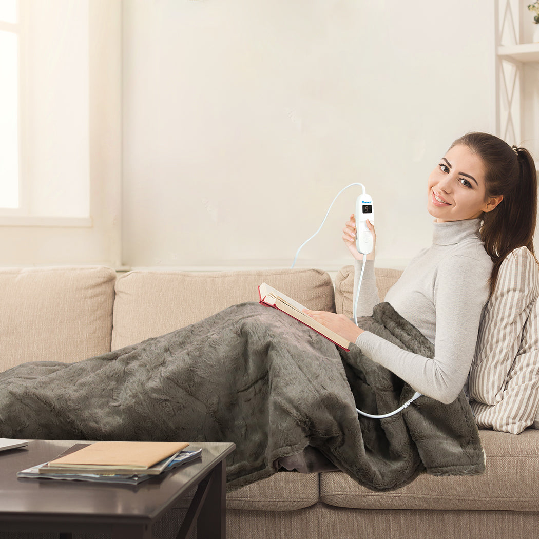 DreamZ Electric Throw Blanket Heated Timer Bedding Washable Warm Winter Plush BR-1954802343967068167