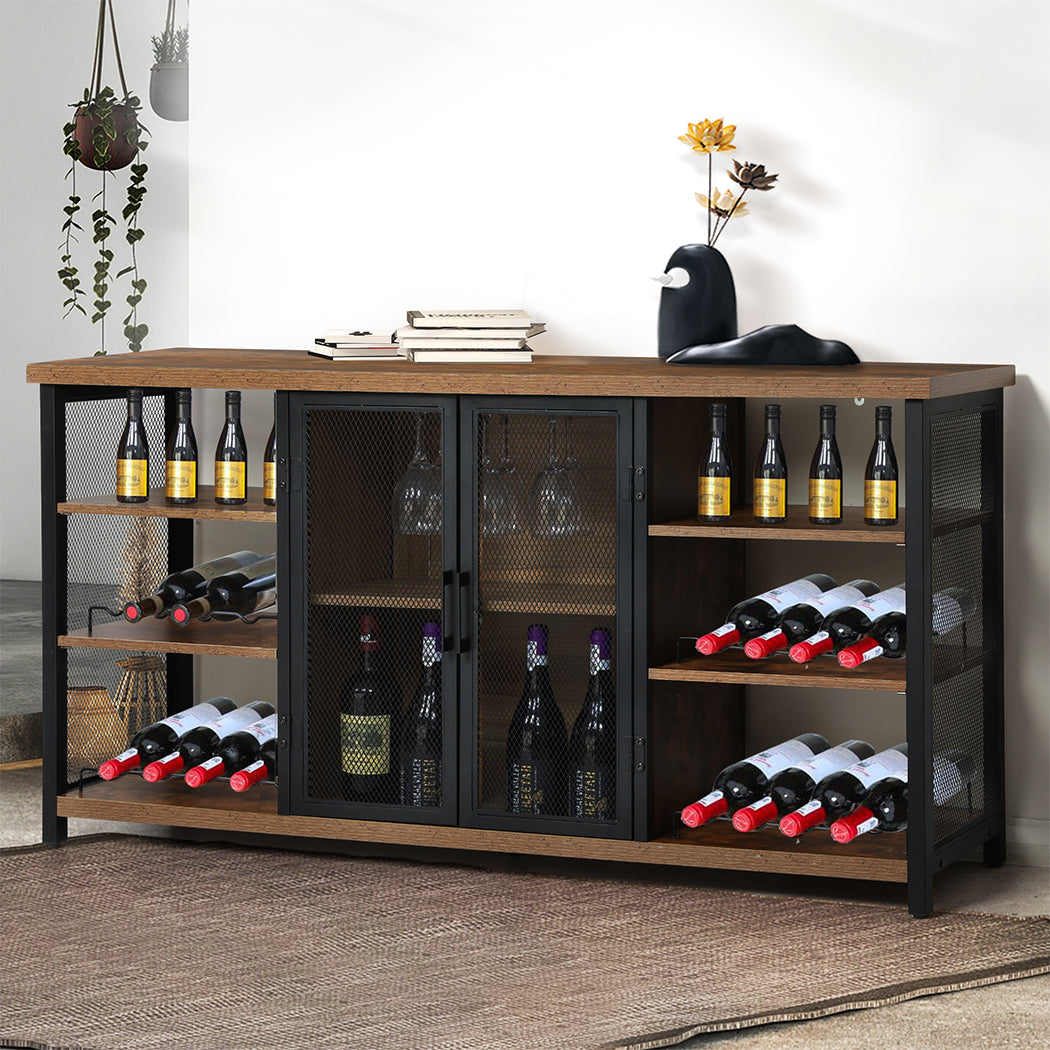 Levede Bar Cabinet Buffet Sideboard Walnut-1954802987327164423