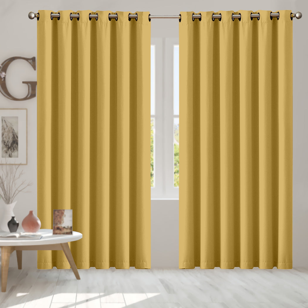 2x Blockout Curtains Panels 3 Layers Mustard-1919892931800600582