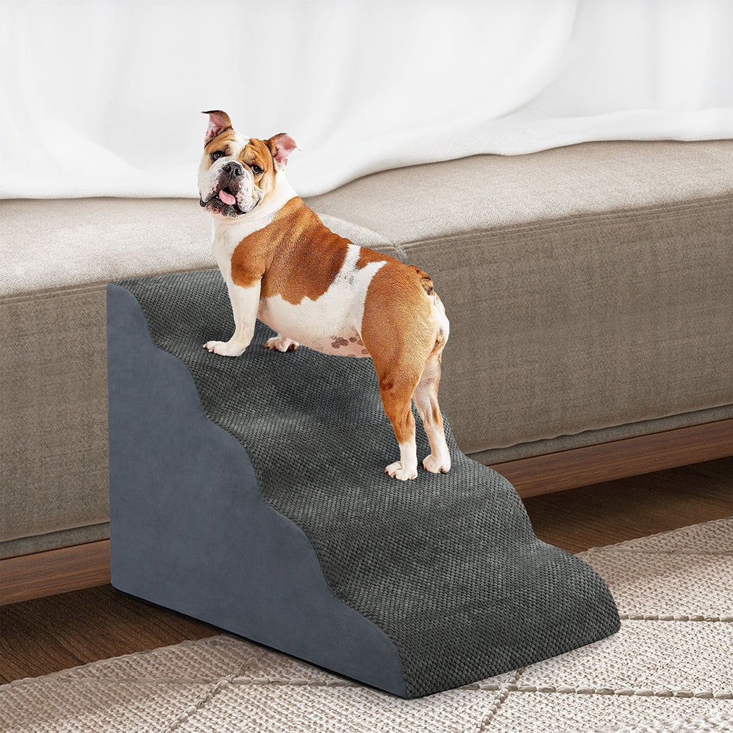 Pawz 5 Steps Pet Stairs Dog Ramp High Density Foam Grey-1954802480189673479