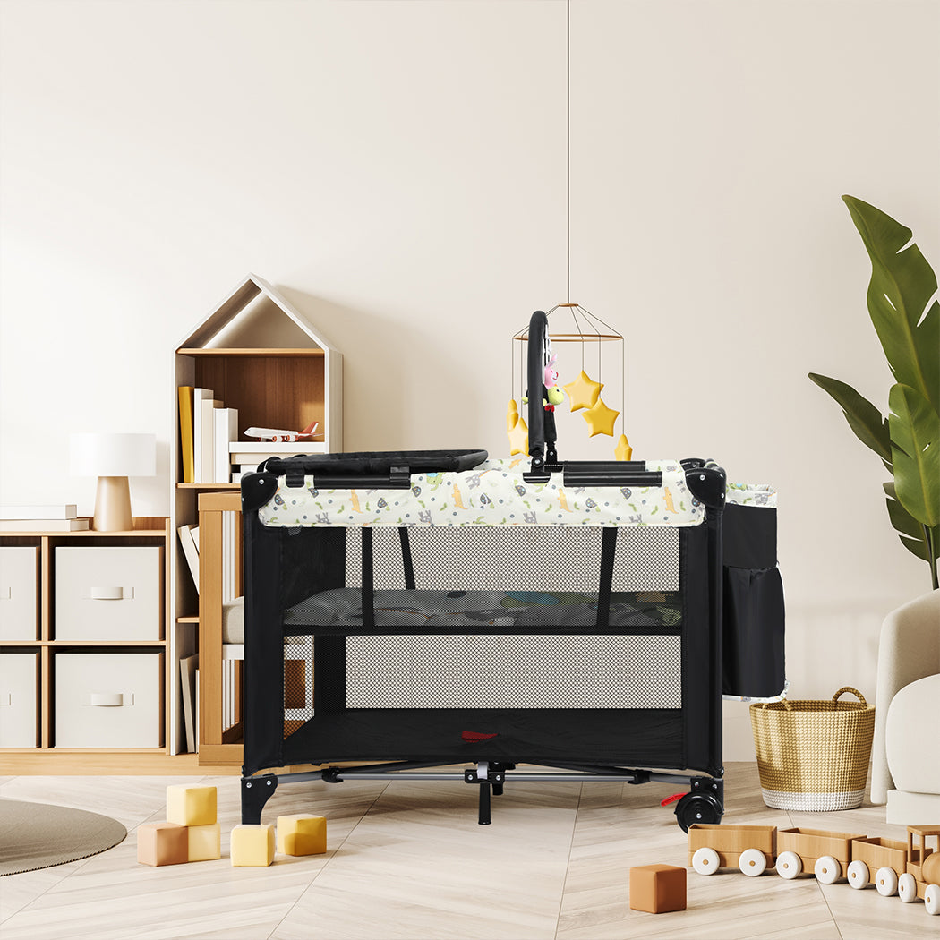 BoPeep Baby Cot Bed Crib Portable Bassinet Black-1954802774013251591