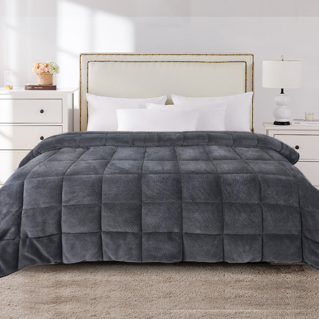 DreamZ Quilt Doona Comforter Blanket Grey Super King-1954802584338436103