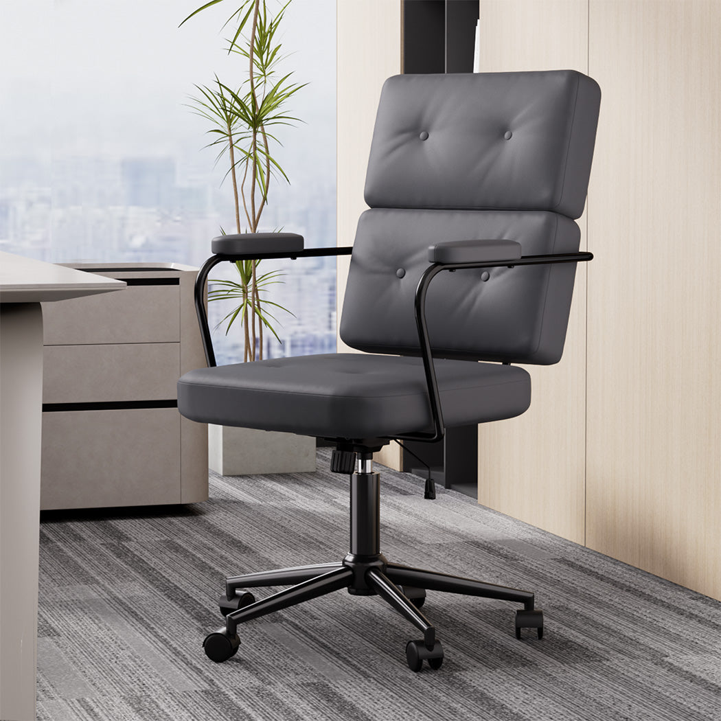 LEVEDE Ergonomic Office Chair Computer PU Grey-1954802475525607431