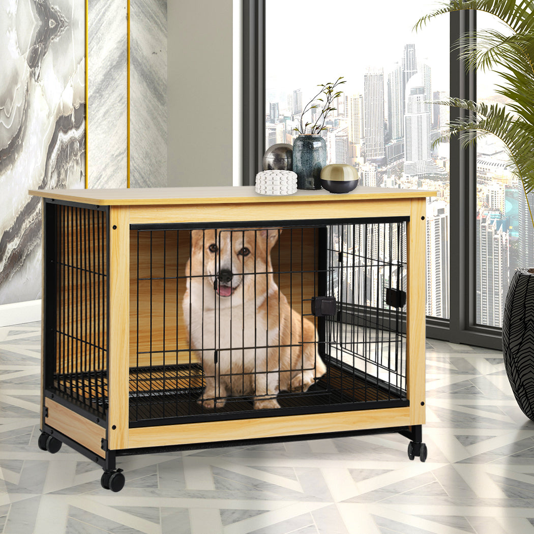PaWz Wooden Wire Dog Kennel Side End L Large-1954802558304391175