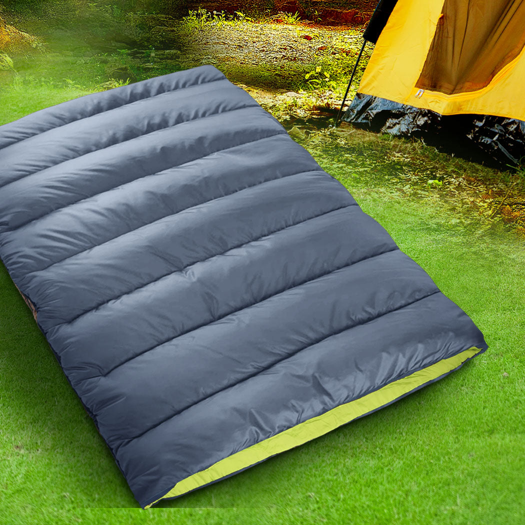 Mountview Double Sleeping Bag Bags Outdoor Grey-1954802649656332295