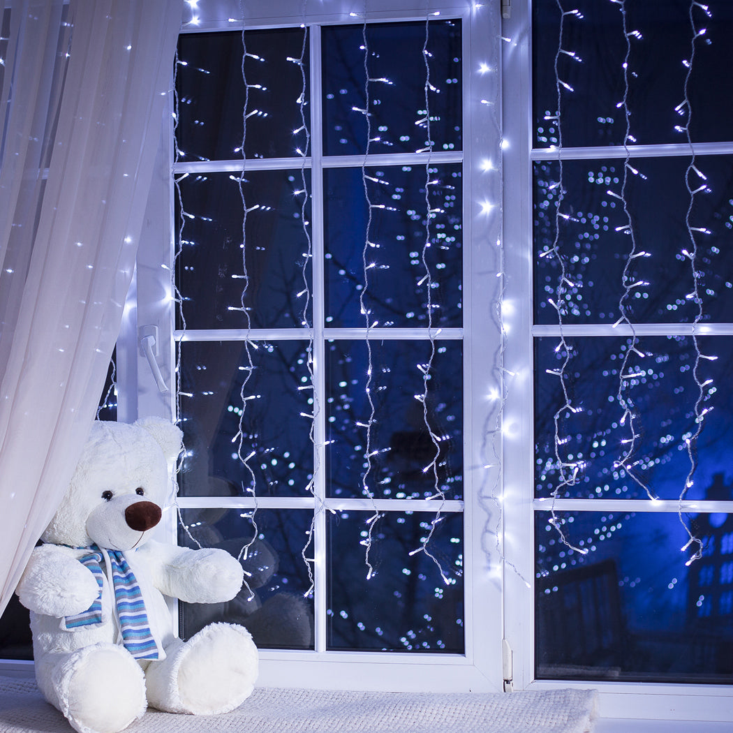 800 LED Curtain Fairy String Lights Cool White-1954803000266592263