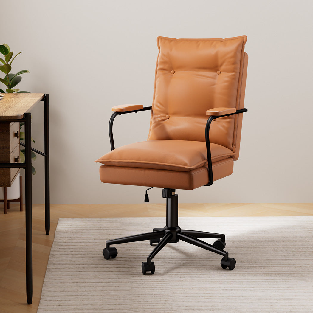 LEVEDE Ergonomic Office Chair Computer PU Brown-1954802475336863751